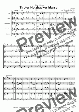 page one of Tiroler Holzhacker Marsch - German Polka March - Oktoberfest - Wind Quintet