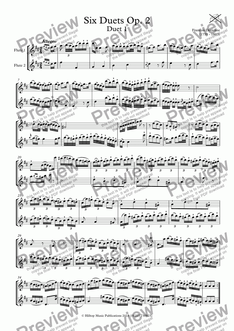 Devienne Six Flute Duets Download Sheet Music Pdf File