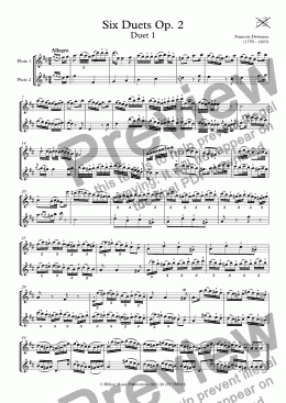 page one of Devienne Six flute duets