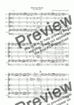 page one of Morning Mood (from Peer Gynt) for Violin Quartet