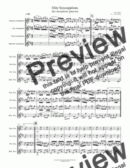 page one of Joplin - Elite Syncopations (for Saxophone Quartet SATB)
