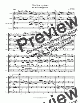 page one of Joplin - Elite Syncopations (for Woodwind Quartet)