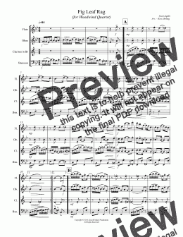 page one of Joplin - Fig Leaf Rag (for Woodwind Quartet)