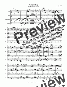 page one of Joplin - Paragon Rag (for Woodwind Quartet)