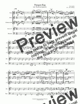 page one of Joplin - Paragon Rag (for Woodwind Quintet)