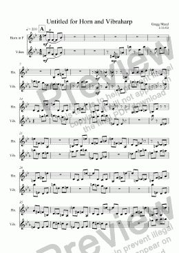 page one of Untitled for Horn and Vibraharp