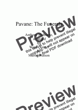 page one of Pavane: The Funerals by A. Holborne for Wind Quintet