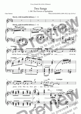 page one of William Baines: Two Songs Op 12b