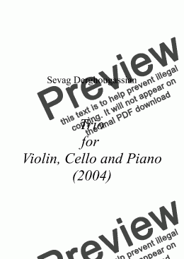 page one of Trio No. 1, Opus 3 - for Violin, Cello and Piano "SARCASM" (to Rodolphe Gault, Bahia El Bacha & Claire Foison)