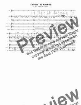 page one of America The Beautiful  3pc Horn with Vocal (3 stanzas)