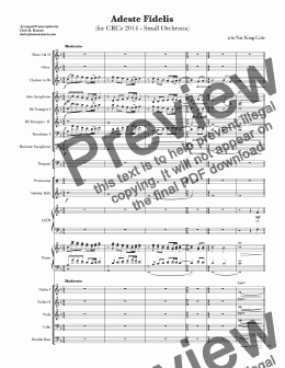 page one of Adeste Fidelis for SATB, Cong. & Small Orchestra)