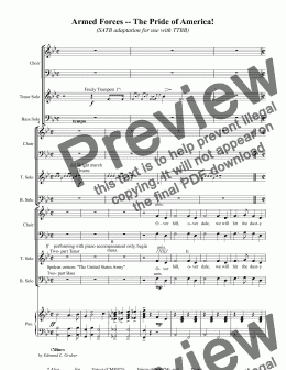 page one of Armed Forces Medley The Pride of America! (SATB adaptation for use with TTBB)