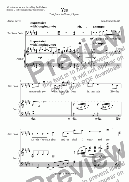 page one of Yes - Setting of Molly Bloom's Soliloquay, from James Joyce's "Ulysses"