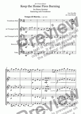 page one of Keep the Home Fires Burning - for Brass Quintet