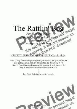 page one of The Rattlin’ Bog (for Eb-clarinet duet, suitable for grade 4 or above) (152ECDU03)