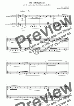 page one of The Parting Glass (for Eb-clarinet duet, suitable for grades 2-5) (152ECDU04)