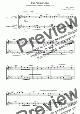 page one of The Parting Glass (for piccolo duet, suitable for grades 2-5) (152PCDU04)