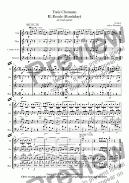 page one of Ravel:Trois Chansons: III.Ronde (Rondelay) arr,wind quartet