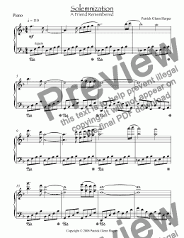 page one of Solemnization - for solo piano