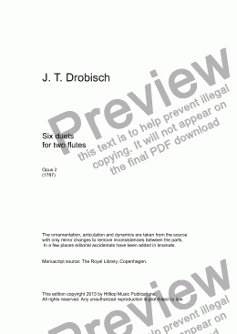 page one of Drobisch Six duets for two flutes Op. 2