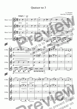 page one of Dauprat: Quatuor no 3: horn quartet