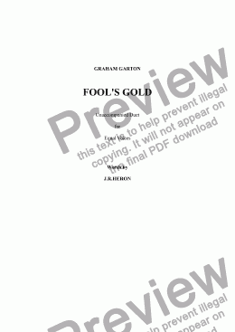 page one of VOCAL DUET (Low Key) - ’FOOL’S GOLD’ - Unacompanied Duet for Contralto and Bass Voices - Words: J. R. Heron