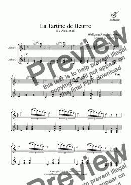 page one of La Tartine de Beurre for guitar duet