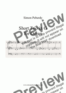 page one of Organ Short Trio in G