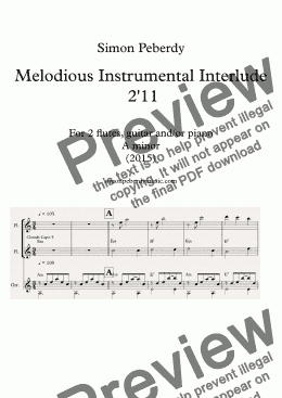 page one of Instrumental Interlude 2’11 for 2 flutes, guitar and/or piano (2015)