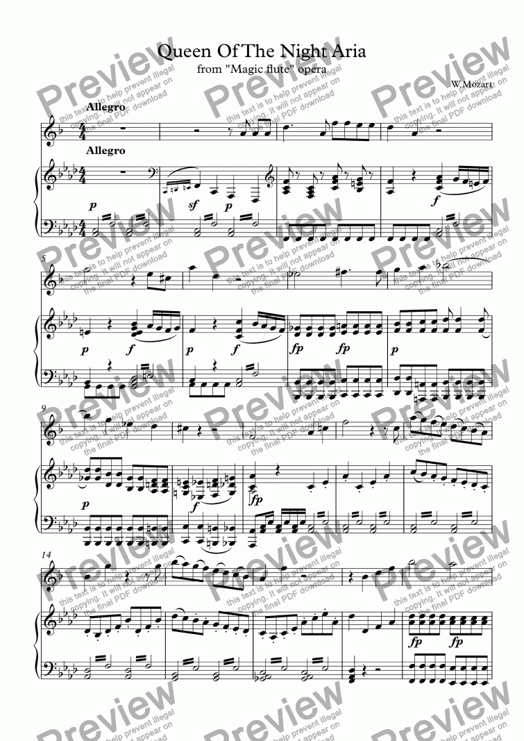 Queen Of The Night Aria - Download Sheet Music PDF file