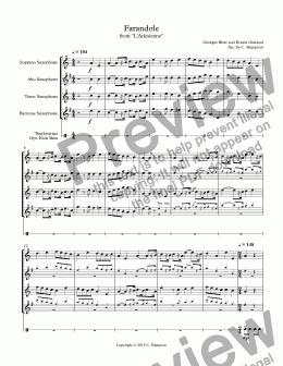 page one of Farandole from "L’Arlesienne" for sax quartet