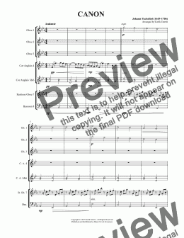 page one of Pachelbel’s Canon for Oboe Consort/Octet