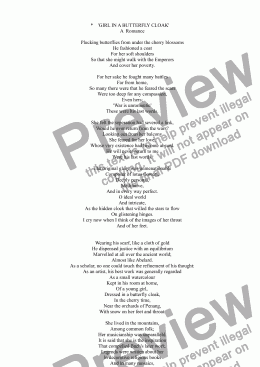 page one of ENSEMBLE - ’GIRL IN A BUTTERFLY CLOAK’ for Soprano, Violin and Piano - Words: J. R. Heron - Lyrics from a Yüan Play (Yüan ch'ü)