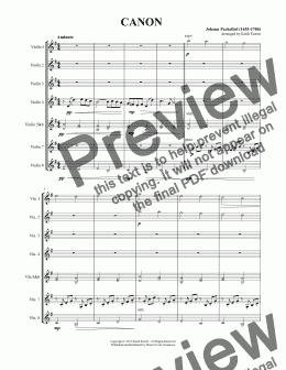 page one of Pachelbel’s Canon for Eight Violins