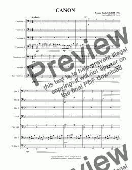 page one of Pachelbel's Canon for Trombone Octet