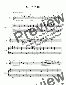 page one of SONATA III for Flute and Harpsichord Continuo