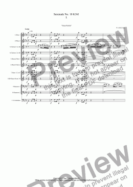 page one of Mozart: Serenade No. 10 K361 (Gran Partita) (6 mvts: 1.Largo/Allegro Molto 2.Minuetto/Trio 3.Adagio 4.Minuetto/Trio 5. Romanze 7.Rondo)  original instrumentation