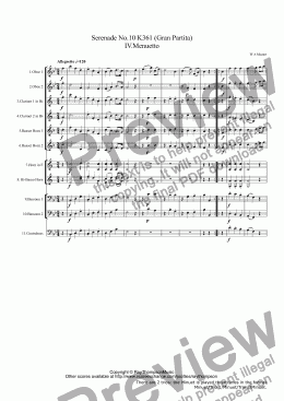 page one of Mozart:Serenade No.10 K361 (Gran Partita) IV.Menuetto (original instrumentation)