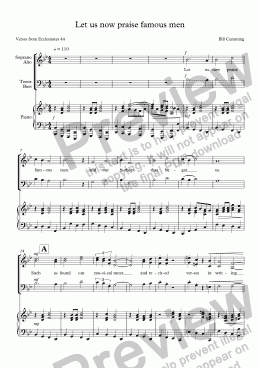 page one of "Let us now praise famous men" for SATB choir & piano