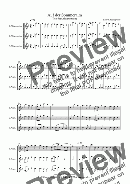 page one of Auf der Sommeralm 3 Altsaxophone