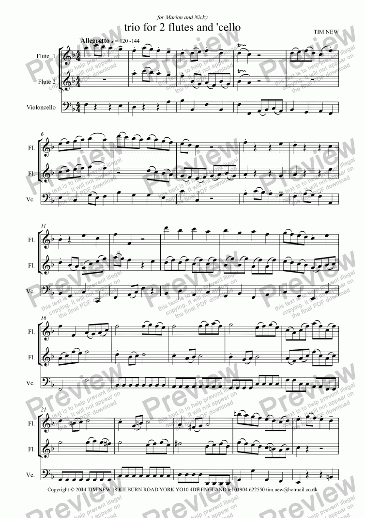 trio for 2 flutes and ’cello Download Sheet Music PDF file