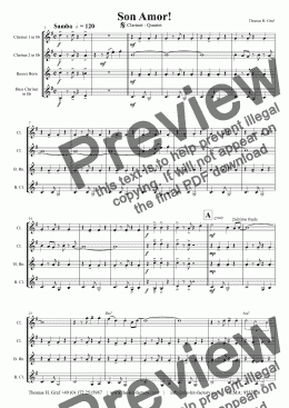 page one of Son Amor! - Samba - Clarinet Quartet
