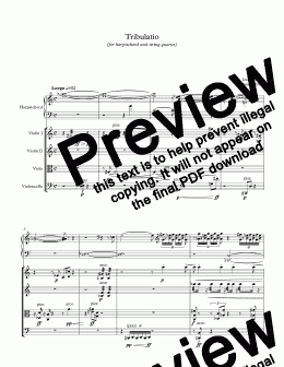 page one of Tribulatio (for harpsichord and string quartet)