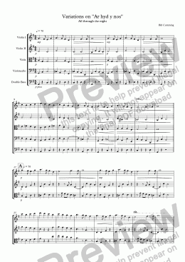 page one of Variations on "Ar hyd y nos" for string orchestra