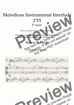 page one of Instrumental Interlude 2’55 for 2 flutes, guitar and/or piano (2015)