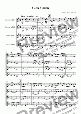 page one of Celtic Charm for four clarinets