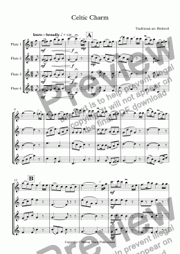 page one of Celtic Charm for four flutes