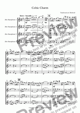 page one of Celtic Charm for four saxophones