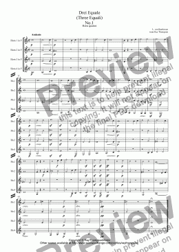 page one of Beethoven: Drei Equale (Three Equali) arr. horn quartet