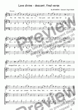 page one of Descant (vocal/instrumental) to Blaenwern (Love divine)